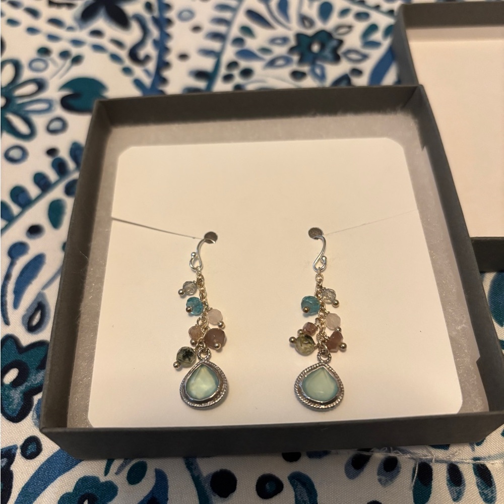 Anne Vaughan Designs Silver and Multicolor Gemstone Dangle Earrings